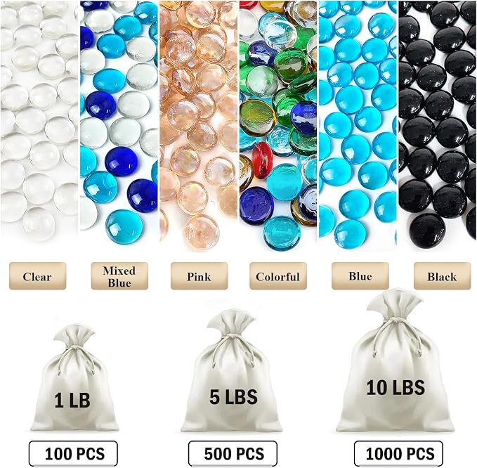 FANTIAN 1 lb Pink Glass Beads for Vases, Flat Marbles Stones for Vase, - Image 2