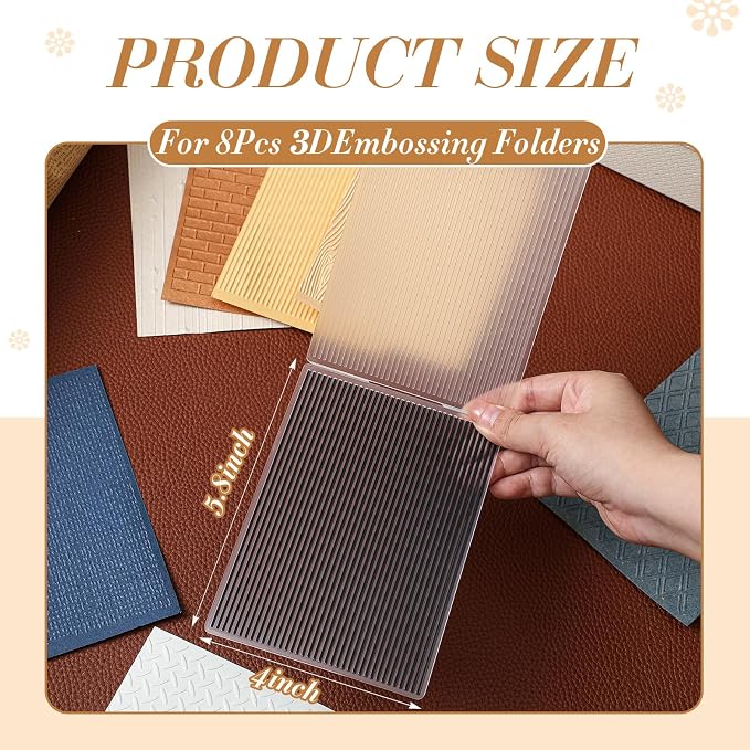 Geiserailie 8 Pcs Embossing Folders 2d/3D Embossing Machine Template Paper Card - Image 2