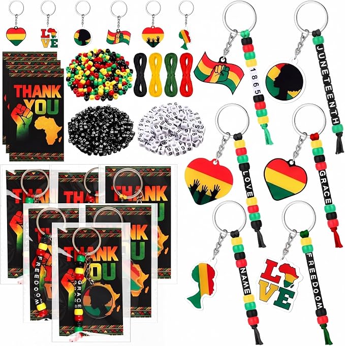 Suncalla 996 Pcs 24 Set Juneteenth Keychain Making Kit DIY 1865 Bead Crafts | by Unknown