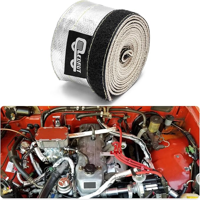 Heat Shroud Aluminized Sleeving Heat Shield fuel line wire heat sleeve 1/2" I.D. x 10FT with 20 Pcs 3.9Inch Stainless Steel Cable Metal Zip Ties