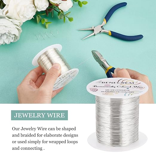 BENECREAT 26 Gauge 131 Yards Tarnish Resistant Silver Wire Jewelry Beading Wire - Image 3