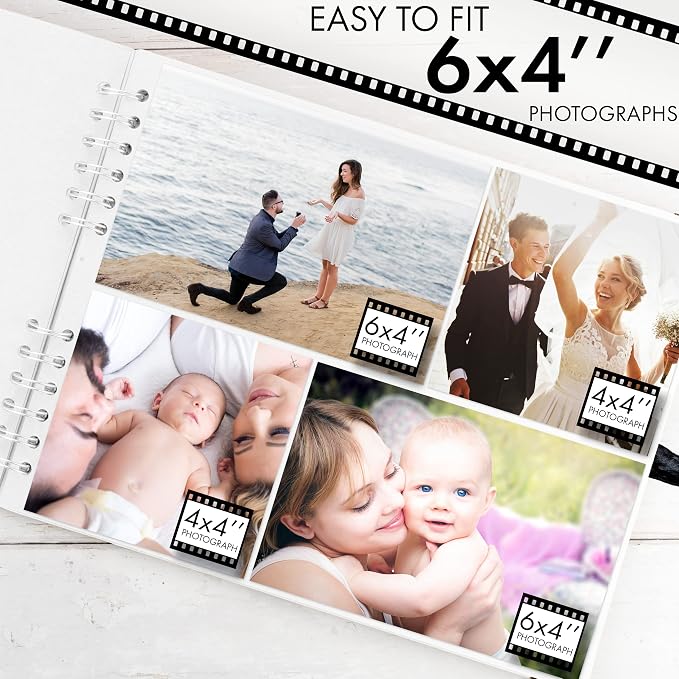 Bstorify Square Scrapbook Photo Albums 50 Pages White Thick Paper, Metal Corners - Image 4