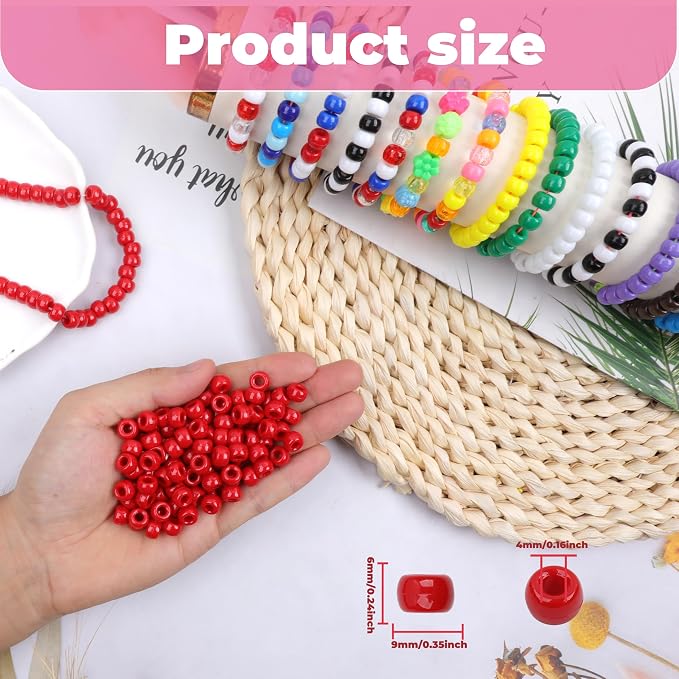 Red Pony Beads - 1000 Pcs Plastic Beads - Image 2
