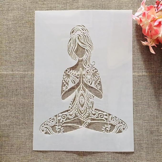 TIAMECH A4 Reusable Yoga Girl Stencil - Image 2