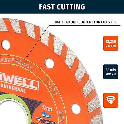 5 Inch Diamond Turbo Saw Blades - Ideal for Cutting Stone, Marble, Granite, Concrete, Bricks (2-Pack)