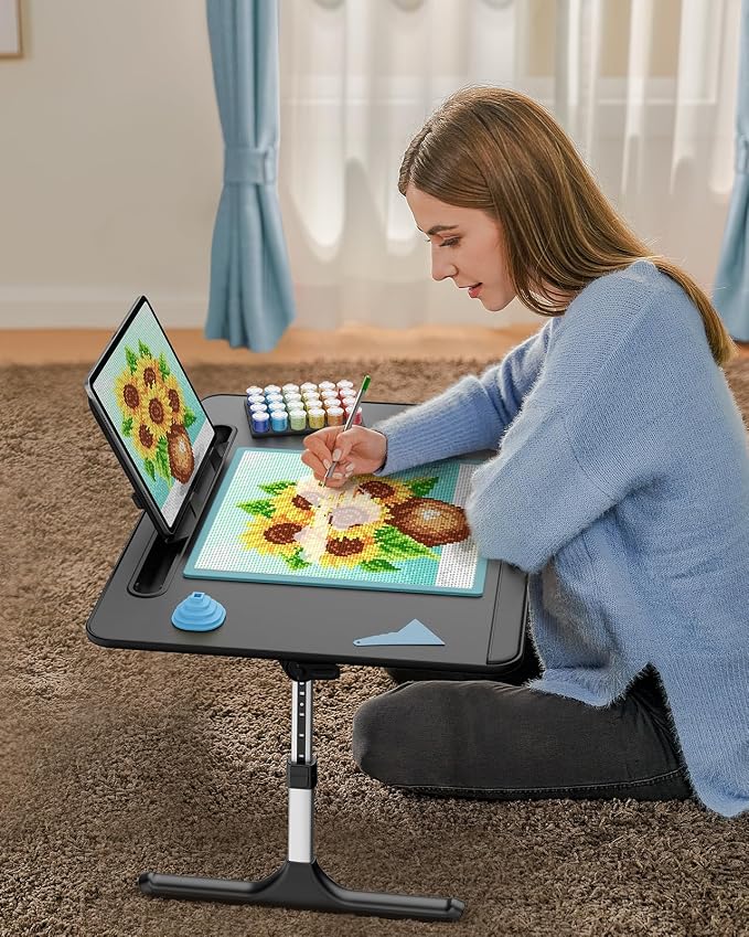 Laptop Table with LED Desk Light, SAIJI Laptop Stand - Image 8