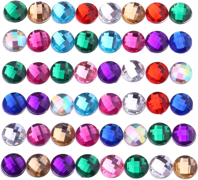 200pcs 12mm Round Craft Gems Jewels Acrylic Flatback Rhinestones Gemstone by Yaoding