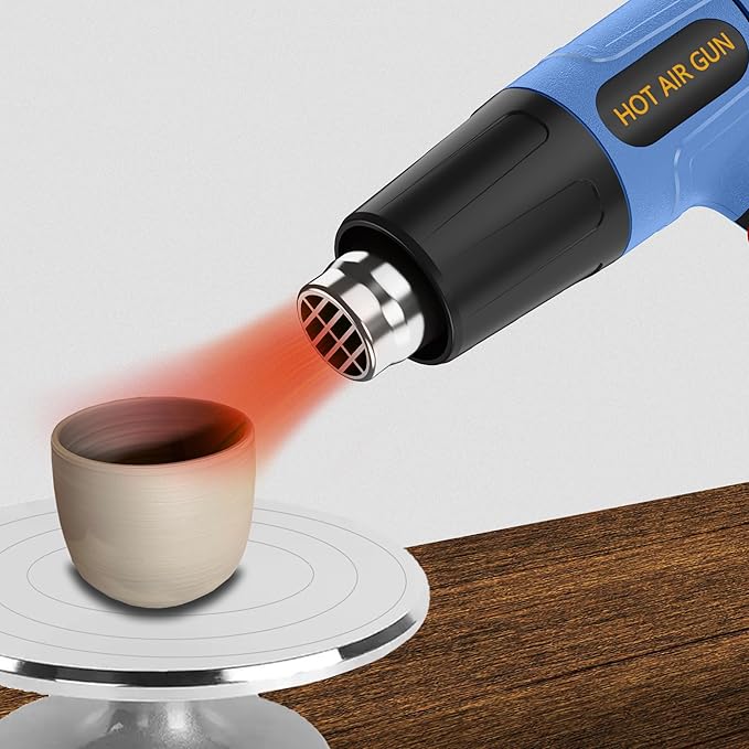 Heat Gun for Vinyl Wrap,Shrink Tubing,Paint,Epoxy Resin,Candle Making,Adjustable Temperature,Overload Protection Hot Air Gun Kit Nozzles(Knob Stepless Temperature Control)