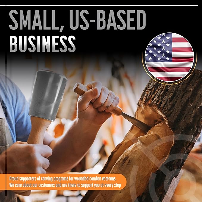 Precision Wood Carving Mallet 15oz for Woodworking, Comfortable Wooden Handle Reduces Hand Fatigue, Non-Marring Urethane Head Protects Tools, Chisel Hammer from Schaaf Tools