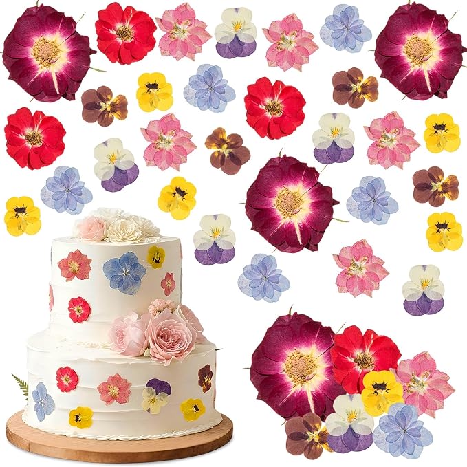96 Pcs Natural Dried Pressed Edible Flowers by Unknown