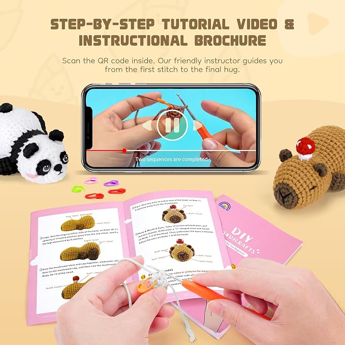 Crochet Kit for Beginners, Panda & Capybara Crochet Animal Kits, Easy Crochet - Image 6