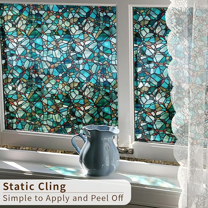 funlife Original Hand-Drawn Privacy Stained Glass Window Film, Single Sided - Image 6