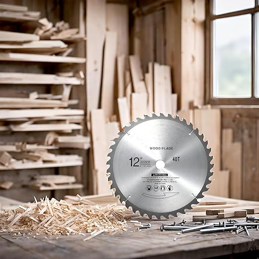 12" 40 Teeth Carbide Tip Wood Cutting Circular Saw Blade Table Saw Blade Miter Saw Blade with 1" Arbor for General Purpose