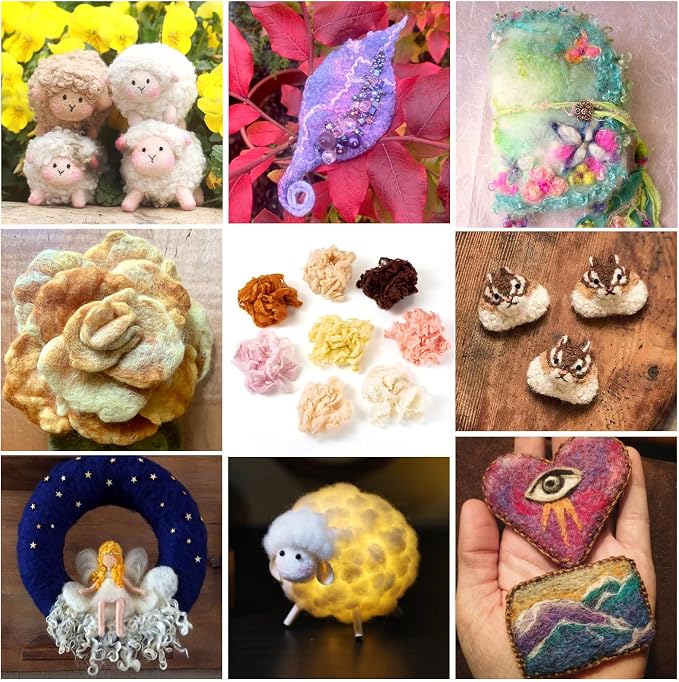 Boutigem 40G 8 Colors Needle Felting Wool Roving Yarn, Soft Fibre Wool Roving - Image 6
