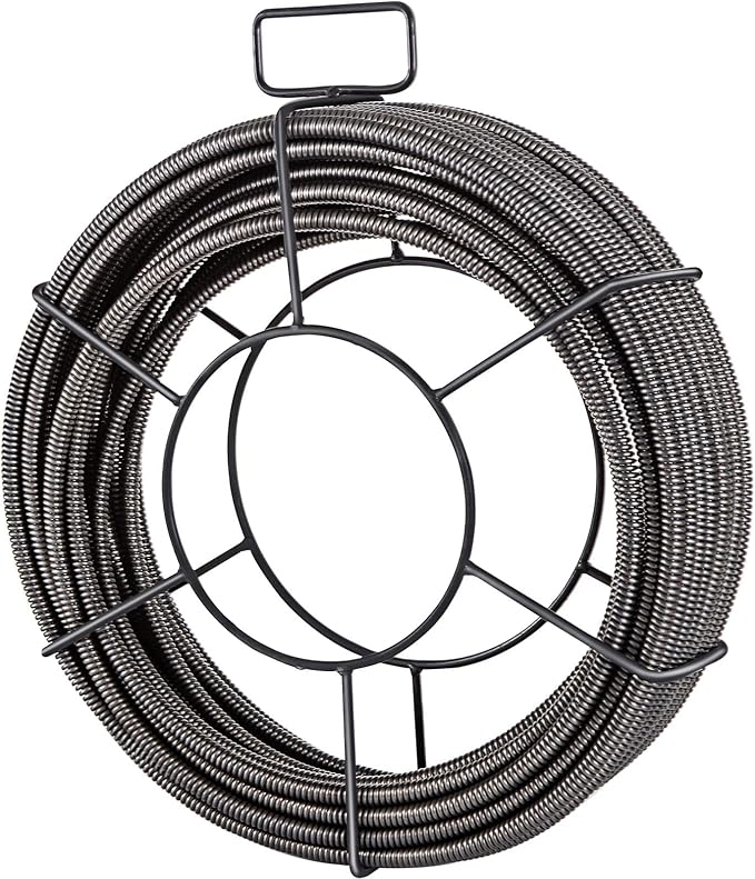 VEVOR Drain Cleaning Cable 75ft x 3/8 inch Solid Core Cable Sewer Cable, Drain Auger Cable Cleaner, Snake Clog Pipe Drain Cleaning Cable W/Four Shapes of Cutters