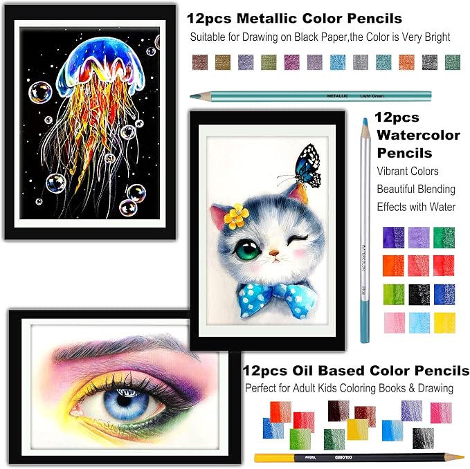 KALOUR 82 Pack Drawing Sketching Kit, Pro Art Supplies - Image 3
