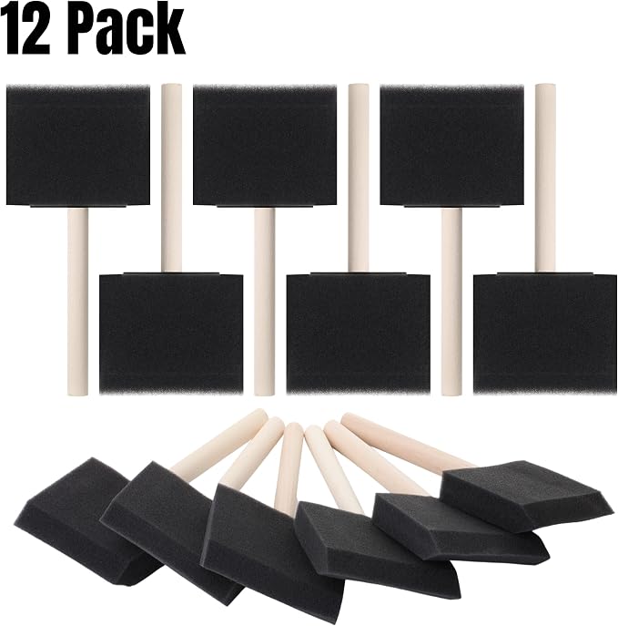 Bates 3-Inch Foam Paint Brushes, 12 Pack - Image 2