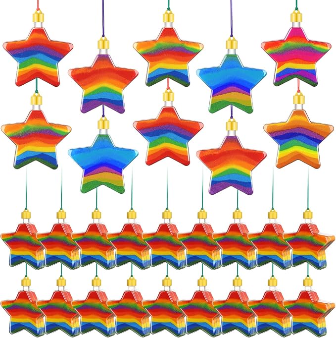 60Pcs Star Shaped Sand Art Bottles Plastic Sand Art Bottles Necklaces DIY by ZBHANSHUIS