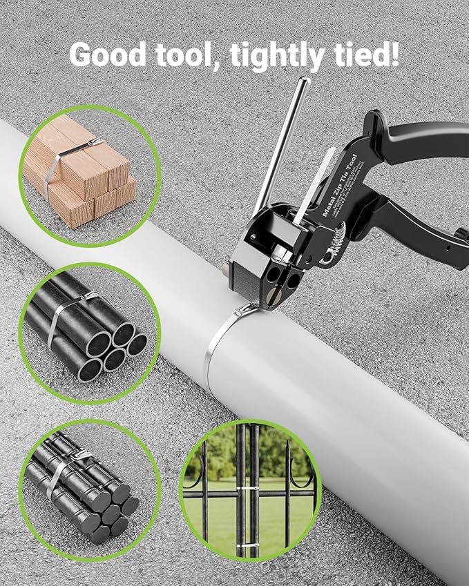 Metal Zip Tie Tool, Heavy Duty Zip Tie Cutter, Fasten and Cut Stainless Steel Cable Ties, for Outdoor Chain Link Fence Ties, Exhaust Pipe and Cables, Black