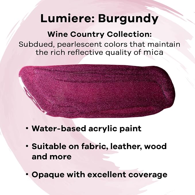 Jacquard Lumiere 2.25oz Fabric Paint Burgundy - Image 3