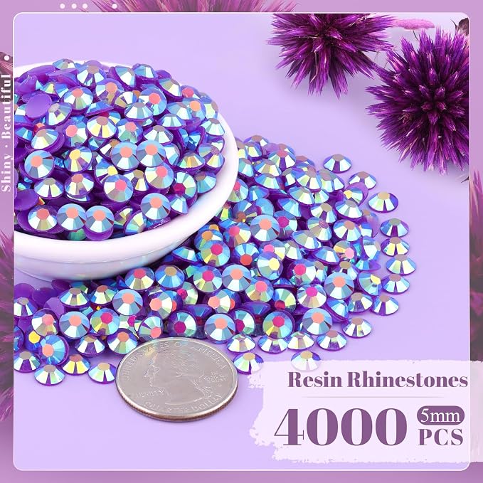 4000PCS 5mm Resin Jelly Rhinestones in Bulk, Bedazzling Flatback Crystals - Image 2