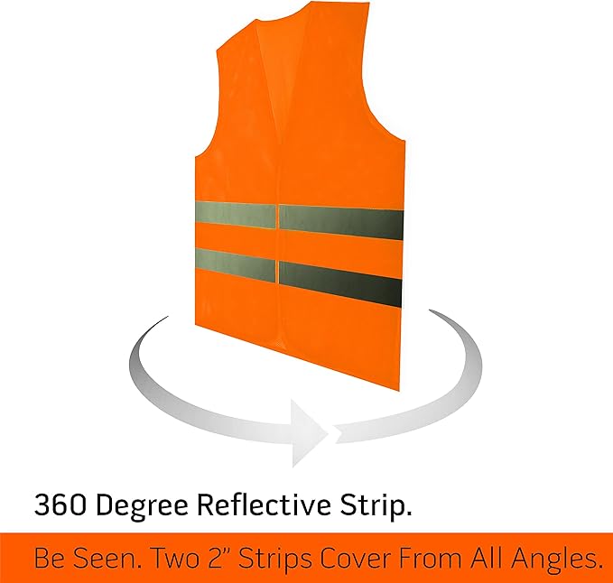 PeerBasics Safety Vests 20 Pack - Orange Reflective High Visibility, Men Women