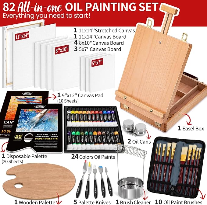 82Pcs Professional Oil Painting Set - Image 2