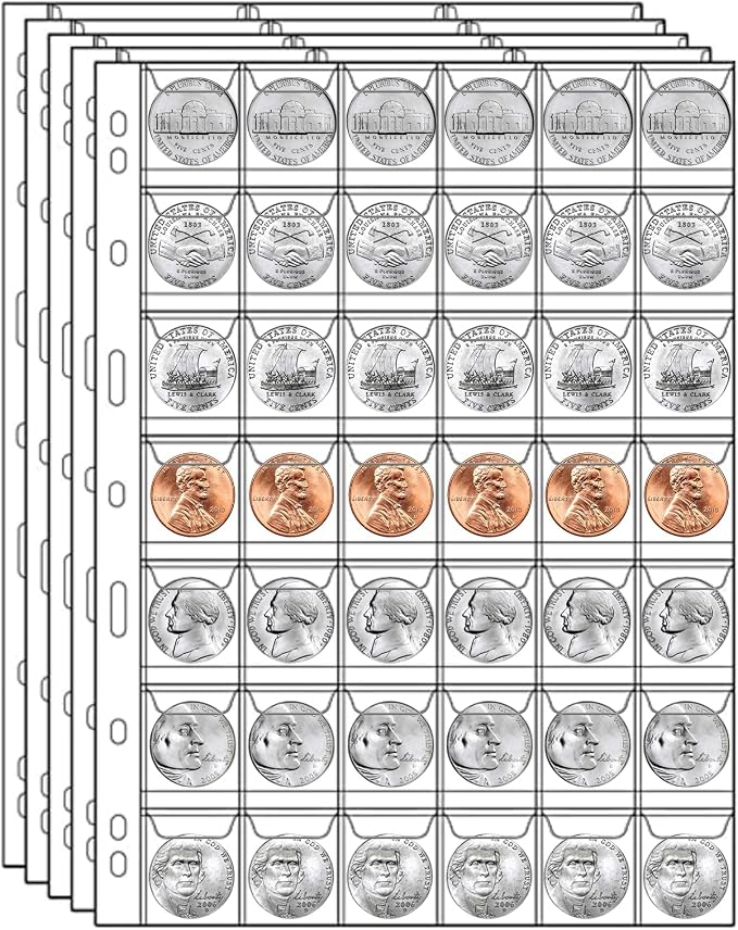 MUQING 840 Pockets Coin Pages, 20 Sheets Pocket Inserts Collecting Sleeves by MUQING