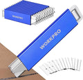 WORKPRO 12-Pack Box Cutter Retractable - Utility Knife with Single Edge Razor Blade - Razor Knife Box Opener Cardboard Cutter with Metal Sheathes- Extra 12-Pack Razor Blades for Replacement - Blue