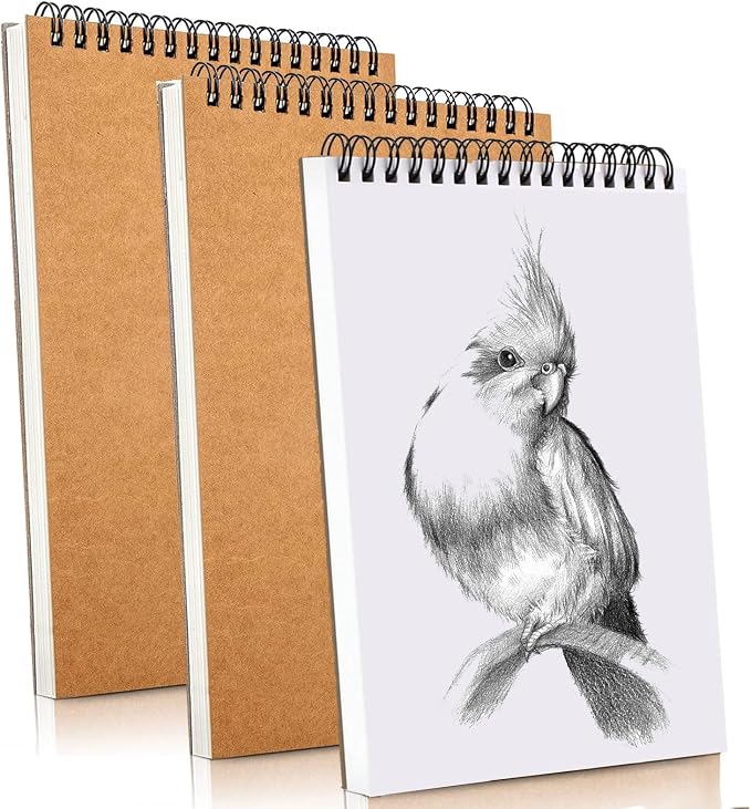 Mixed Media Sketch Pad, 5.5" x 8.5" Spiral Bound, 90 Sheets, Durable Acid Free by FONTSATTY