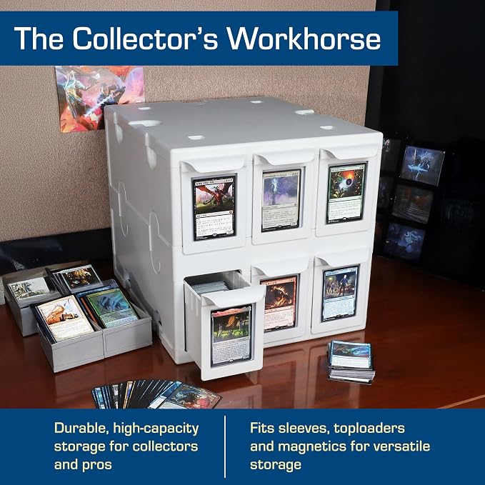BCW 6 Drawer Card Catalog – White | Stackable Trading Card Organizer Box | - Image 7