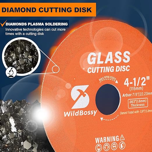 Glass Cutting Disc 4-1/2 Inch (5PCS) for Angle Grinder with 7/8" Arbor Hole, 0.63" Ultra-Thin Saw Blade Wheel Polishing Diamond Cutting Disc for Glass, Jade, Wine Bottles, Tile, Ceramic, Marble