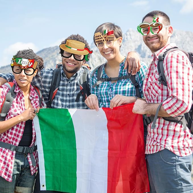 Pajean 32 Pcs Italian Party Decorations Italy Theme Eyeglasses Italian Paper - Image 6