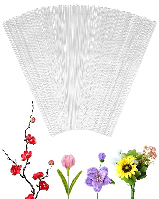100 PCS FIVEIZERO 26 Gauge White Floral Wire Stems by FIVEIZERO