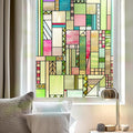 3D Stained Glass Window Privacy Film, Heat Control UV Blocking Static Cling by OHTMERU