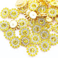 14mm 150pcs Crystals Lemon Yellow Glass Gems Sew on Rhinestones, Metal Base by Unknown