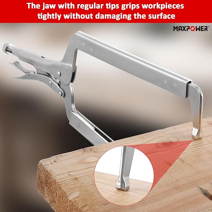 MAXPOWER 18-inch C Clamp Locking Pliers, Locking C Clamp with Regular Tips, MAX Jaw Capacity Up to 6.5"