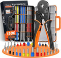 Preciva Ferrule Crimping Tool Kit with 1500PCS Wire Connectors, Ratchet Jaw Wire Crimping Pliers for AWG 28-5 Cable connectors