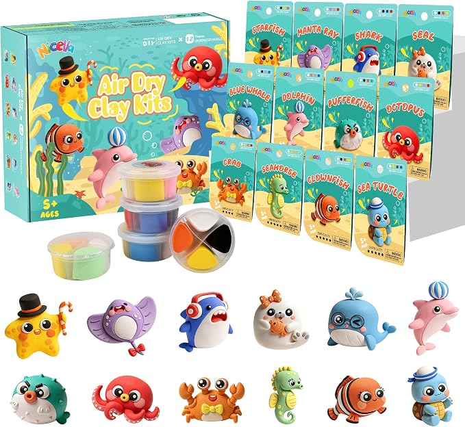 Air Dry Clay Kit, 12 Sea Creature Modeling Clay by Nicella