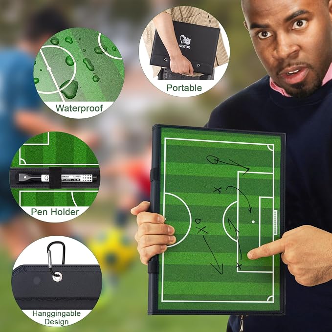 WISYOK Leather Covered Magnetic Soccer Lineup Board, Foldable and Portable - Image 3