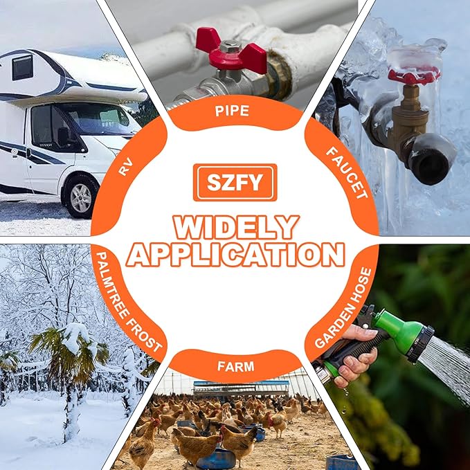 140FT Heat Tape for Water Pipes, -40°F Deicing Cable,Pipe Heating Cables for Roof,Gutter，Farm，Freeze Protetion Heat Trace Cable, Heated Water Hose,Plumbing Fixtures,120V 5W/FT