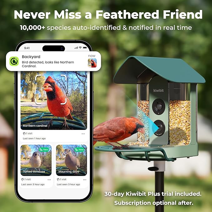 Kiwibit Smart Bird Feeder with Camera Solar Powered, 4K Video Live Stream - Image 4