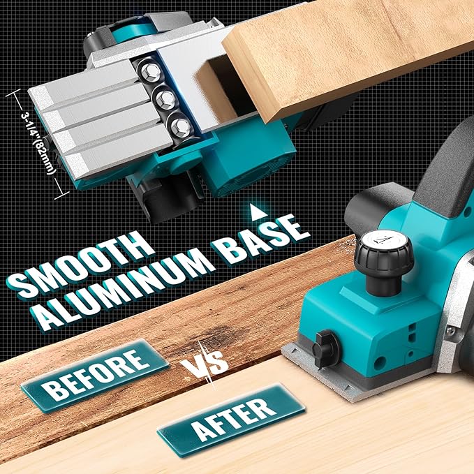 Cordless Electric Hand Planer: 3-1/4-Inch Handheld Planer Compatible with Makita 18V Battery (No Battery) - 15000 RPM Power Wood Planer for Woodworking, Carpentry, and Home DIY