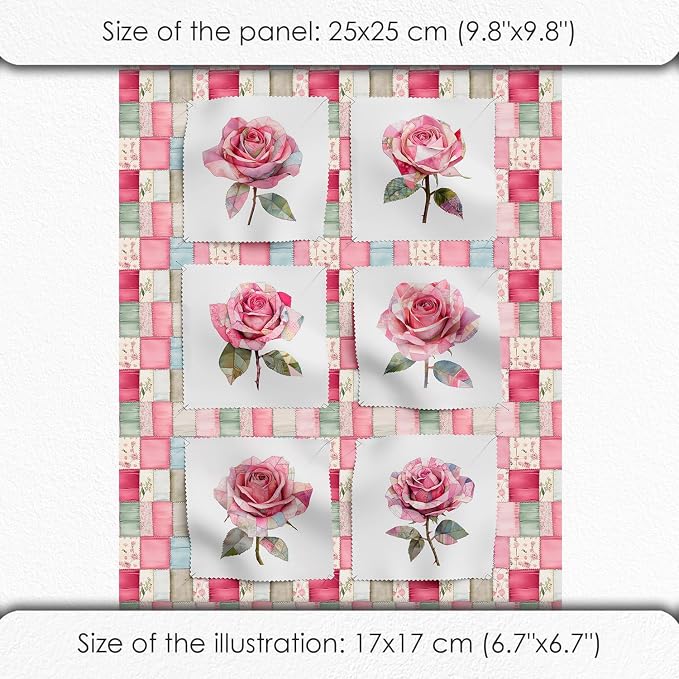 Cotton Fabric Panel – Single Continuous Patchwork Rose Panel, Featuring 6 - Image 6