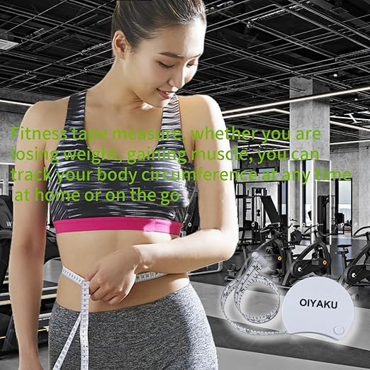 Tape Measure for Body Measurement 60Inch Window Reading & Ergonomic Curve Design Soft Flexible Sewing Tape with Lock Pin Weight Loss Fitness Muscle Building Medical Nursing Dual Scale (White)