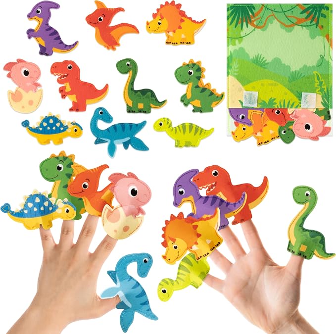 COcnny Dinosaur Finger Puppets Craft- 11pcs Dinosaur Felt Finger Puppet by COcnny