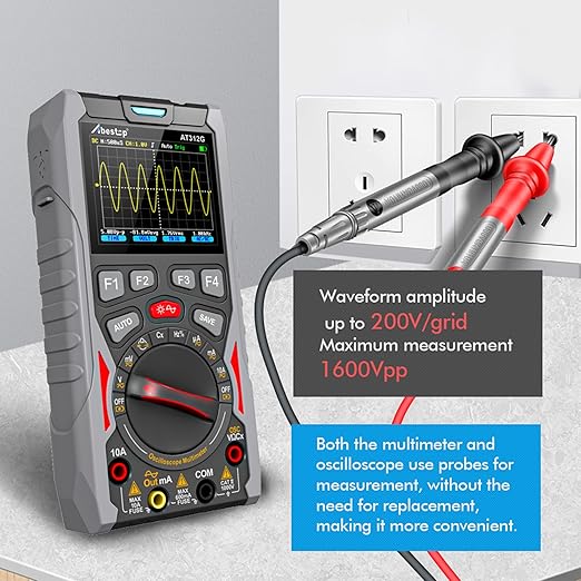 Abestop AT312G Oscilloscope Multimeter 3 in 1 Handheld Oscilloscope with 12MHz Bandwidth 50MSa/s Sampling Rate Built-in Generator Voltage Tester Multimeter Function