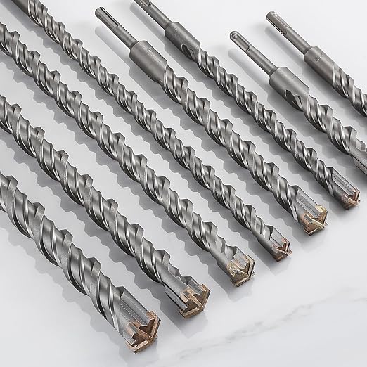 1pc 1" X 8"-6" Cross-Type Double Thread Carbide Drill Bit for Concrete, Brick, Stone, Hammer Drill