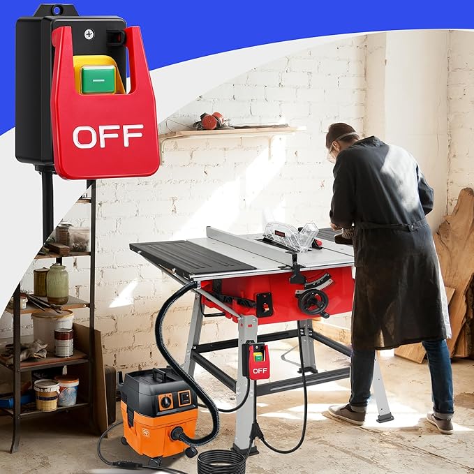 Dreyoo 2 Pack 120/230V Single Phase On/0ff switch, 120V 2HP Router Table Switch with Large Stop Sign Paddle Easy Contact for Fast Power Off for Table Saw and Other Electrical Equipment (2 Female Plug)