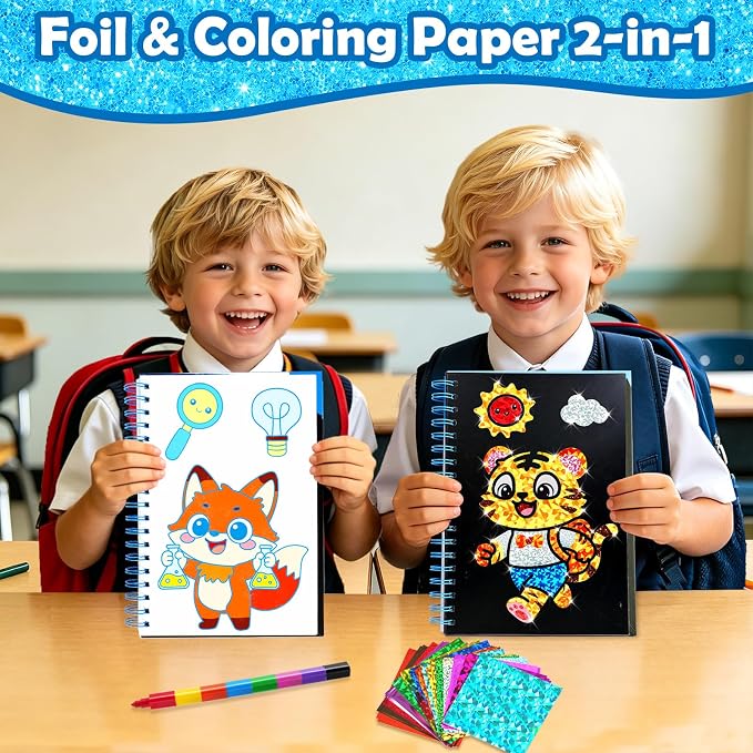 FUNNYB&G Foil Art Craft Kit for Boys 4-10 Years Old: Mess-Free & No-Glue - Image 2